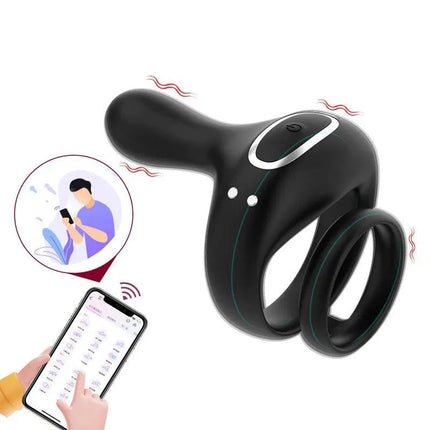 App Remote Control Dual Cock Penis Rings Delay Ejaculation Penis Vibrator