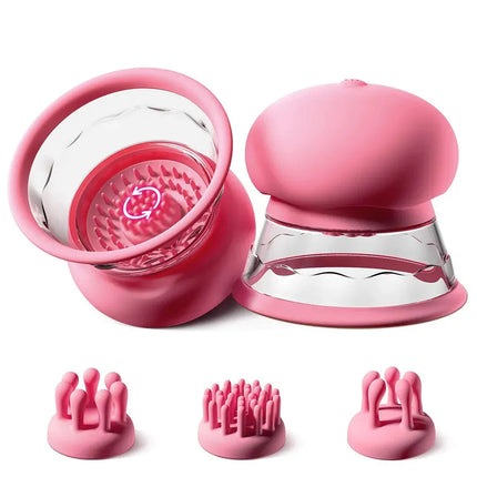 3 Brush Heads 10 Powerful Rotation Modes Manual Sucking Nipple Vibrator