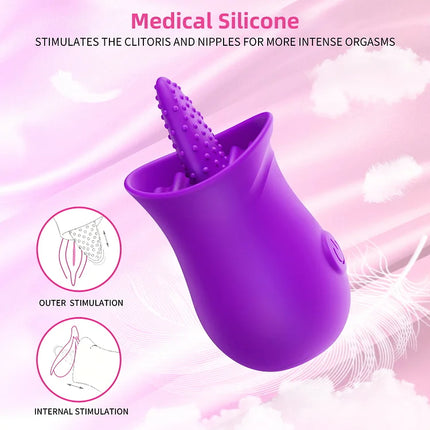 Tongue Licking Clitoris Rose Vibrator, Nipple Clitoral Stimulator Adult Sex Toy for Women and Couple