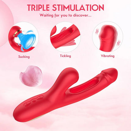 Vibrator with 7 Frequency Vibrations, Clamping, Sucking, Female Teasing Masturbation Device