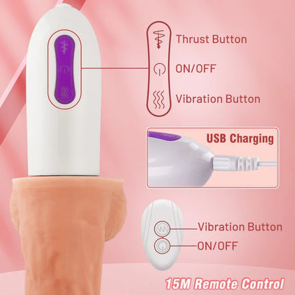 8 Thrusting Rotating Vibrating Heating Dildo