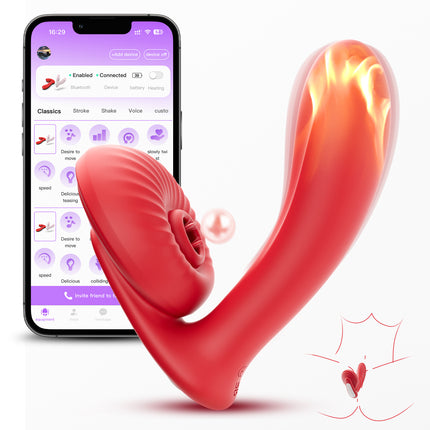 SIKXTOA 3 IN 1 App Control Wearable Vibrator, Female Sex Toy with 10 Vibration & Tongue & Licking & Heating