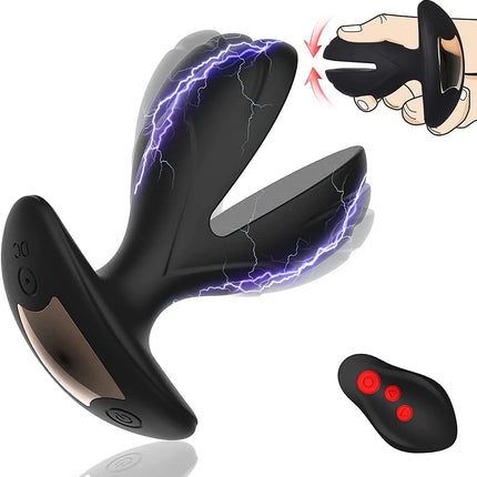 Vibrating Anal Plug with Electric Shock Pulse Vibrator, Anal Vibrator Prostate Massager for Men with Remote Control