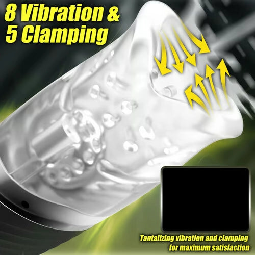 Clear 8 Vibration 5 Clamping Male Masturbator