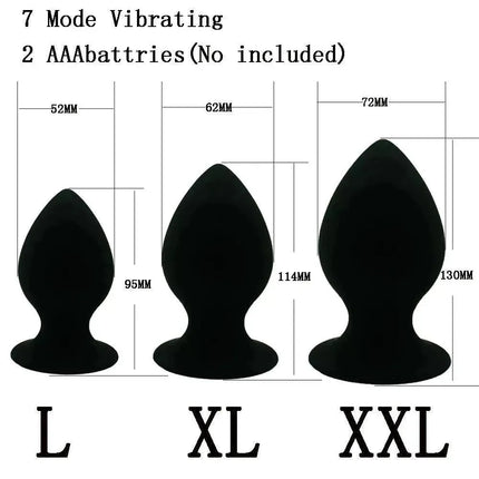 7-frequency Vibrating Super Large Anal Plug With Suction Cup Sex Toy For Adults