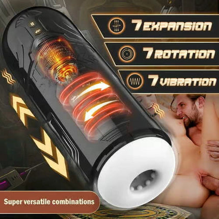 7 Thrusting Rotating 7 Vibrating Masturbation Cup with Suction Cup