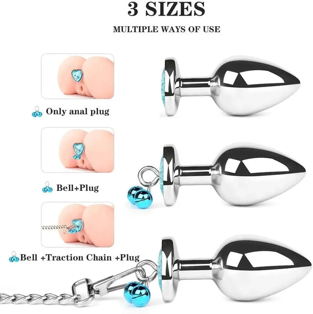 Metal Butt Plug Bell Anal Sex Toy Traction Chain