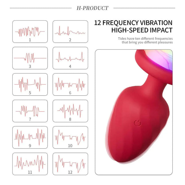 12 Frequency Strong Shock Luminous Rose Anal Vibrator