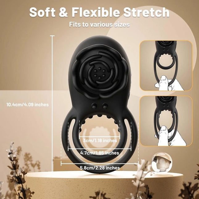 2.0 Version Clit Stmulator & Vibrating Penis Ring Rose Toy For Couples