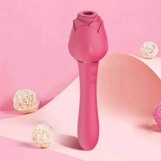 Rose Vacuum Sucking Dildo Vibrator for Women Nipples Oral Clit Sucker Rose Toy