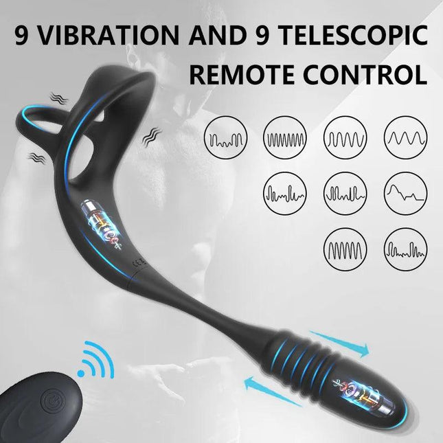 2 In 1 Wearable Telescopic Double-ring Prostate Massager Wireless Remote Control