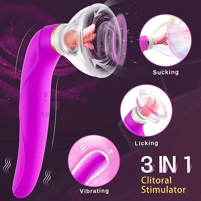 Suction Tongue Licking Nipple Clitoris Stimulator Vibrator Pussy Pump