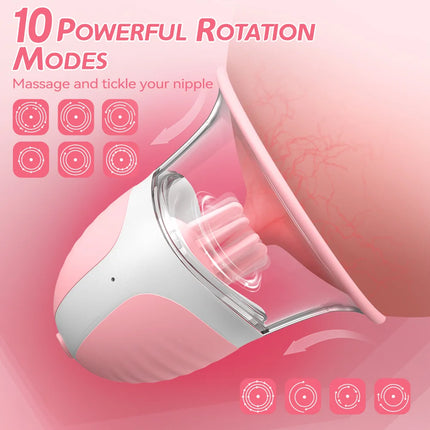 Sucking Rotating Vibrating Nipple Breast Massager Pump