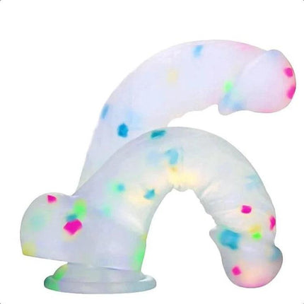 SOFT JELLY COLORFUL DILDO WITH SUCTION CUP AND BALLS