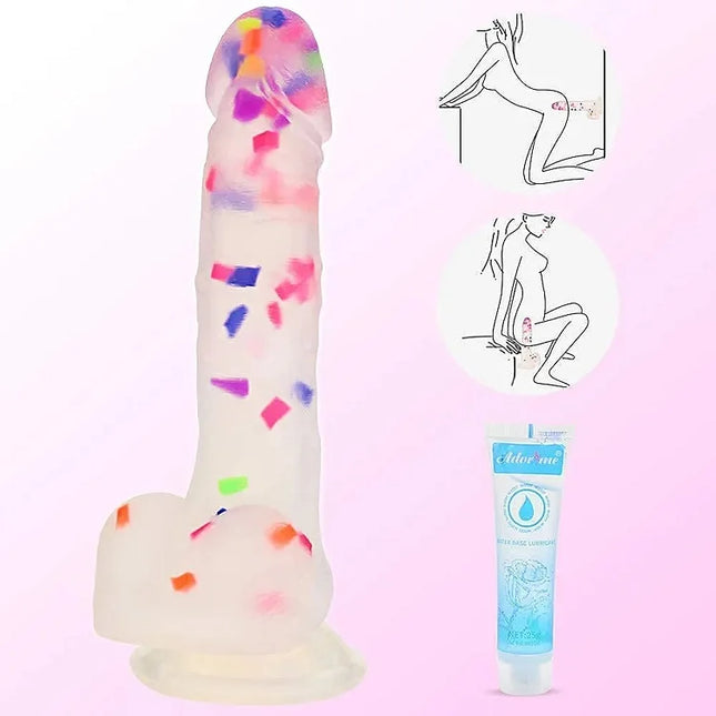 7.87” Realistic Suction Cup Confetti Dildo