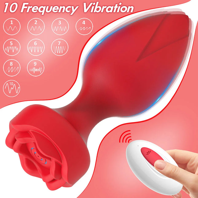 Rosebud App Remote Control 10 Frequency Vibration Rose Anal Vibrator