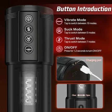 Automatic 5 Sucking 10 Thrusting 10 Vibrating Detachable Masturbation Cup