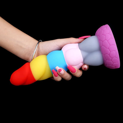 8.66 Inch Rainbow Prisoner Dragon's New Liquid Silicone Eggless Monster Dildo Anal Plug SM Men and Women Couples Adult Sex Products - SIKXTOA