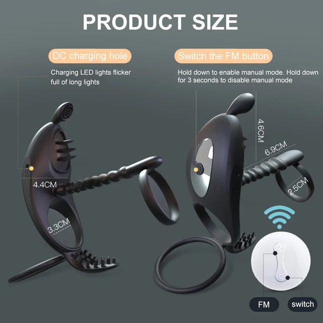 Wireless Remote Control Dual-motor Vibrator With Three Penis Rings