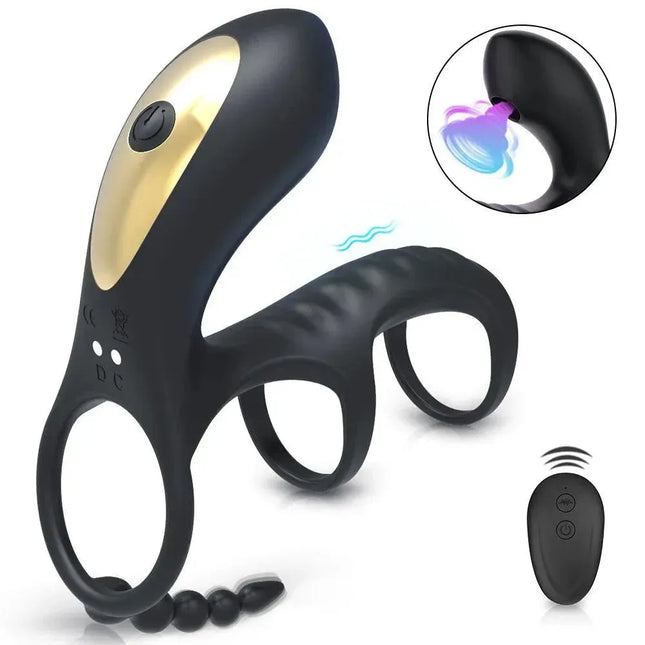 10 Frequency Vibrating Cock Ring Wireless Remote Delayed Ring Male Masturbation