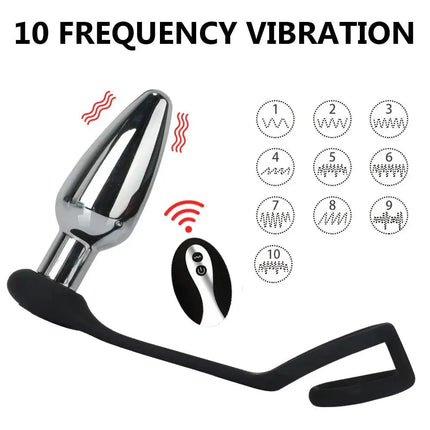 Wireless Remote Control Metal Anal Vibrator With Double Rings