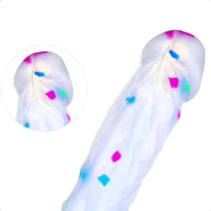 SOFT JELLY COLORFUL DILDO WITH SUCTION CUP AND BALLS