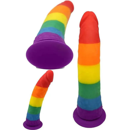 Pride Dildo - The 8" Silicone Rainbow Dildo With Suction Cup