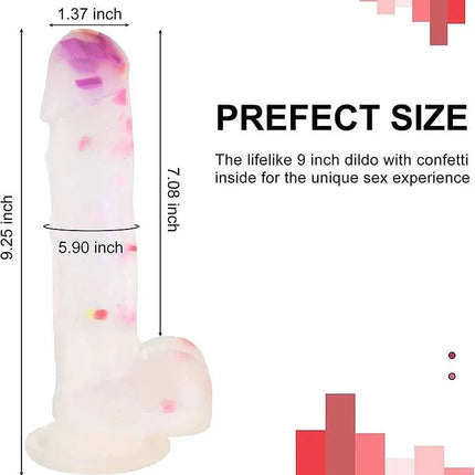 Dildo 9" Realistic Huge Dildo with Suction Cups Adult Sex Toy Penis with Curved Dick and Balls for G-Spot Vagina and Anal Sex Toys for Adults Women Men and Gay Couples