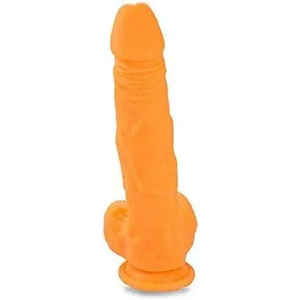 8.5" Premium Silicone Dildo Orange Suction Cup with Lickerlube