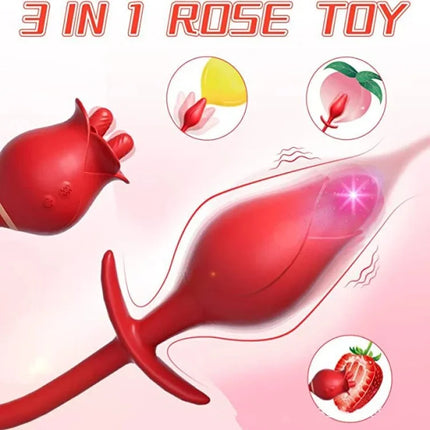 licking Rose Toy With Vibrating Anal Plug