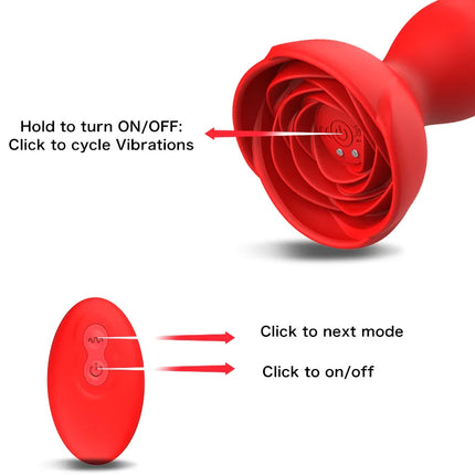 Rose Butt Plug Wireless Remote Control Anal Vibrator