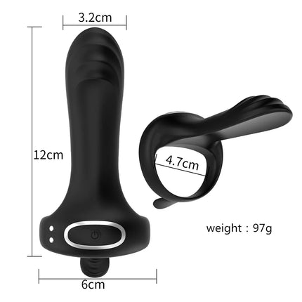 Wireless Remote Vibrator Double Cock Ring Delay Ejaculation Penis Ring For Men