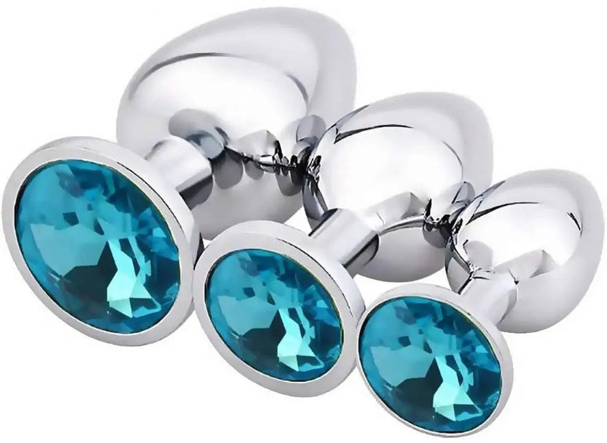 3 Pcs Luxury Jewelry Design Fetish Stainless Steel Anal Butt Plugs