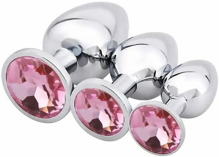 3 Pcs Luxury Jewelry Design Fetish Stainless Steel Anal Butt Plugs