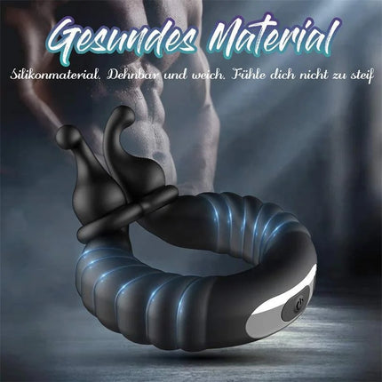 Vibrating Dual Penis Ring, Stretchy Cock Ring Longer Harder USB Rechargable Adjustable Size