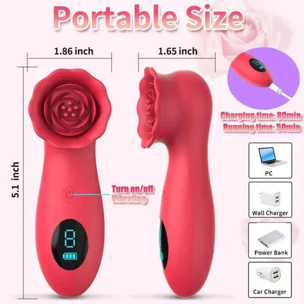 9 Tapping Modes LCD Display Rose Clit Vibrator