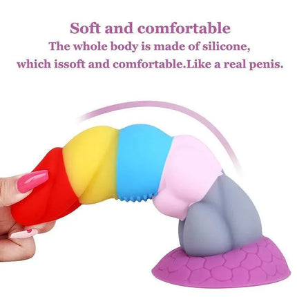 8.66 Inch Rainbow Prisoner Dragon's New Liquid Silicone Eggless Monster Dildo Anal Plug SM Men and Women Couples Adult Sex Products - SIKXTOA