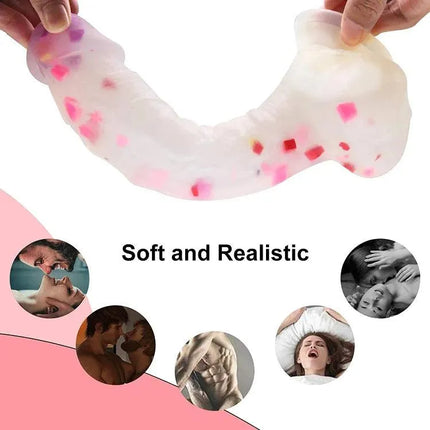 Dildo 9" Realistic Huge Dildo with Suction Cups Adult Sex Toy Penis with Curved Dick and Balls for G-Spot Vagina and Anal Sex Toys for Adults Women Men and Gay Couples