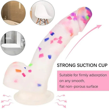 7.87” Realistic Suction Cup Confetti Dildo