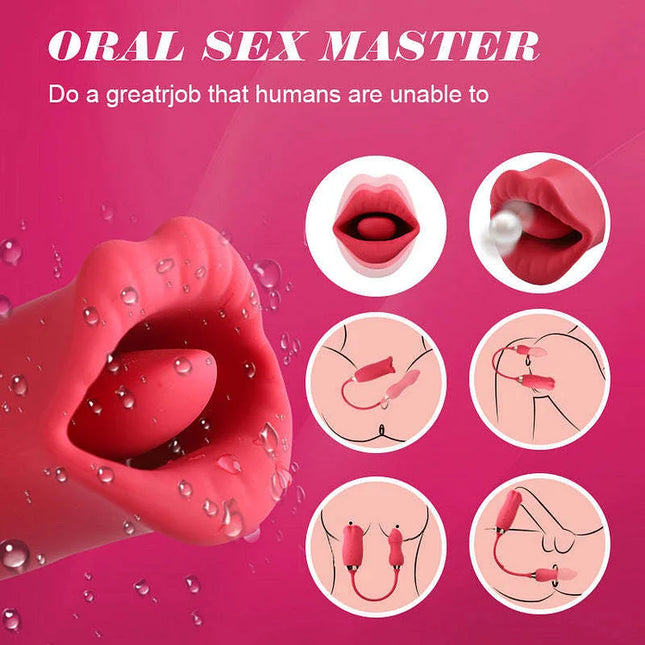 9 Vibration Modes and 7 French Kissing 3-in-1 Bitting & Thrusting Vibrator