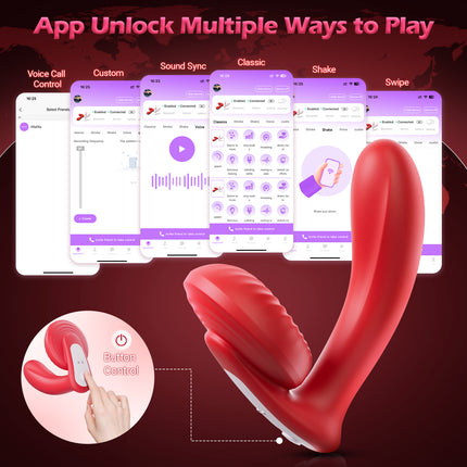 SIKXTOA 3 IN 1 App Control Wearable Vibrator, Female Sex Toy with 10 Vibration & Tongue & Licking & Heating