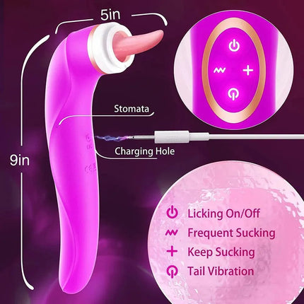 Suction Tongue Licking Nipple Clitoris Stimulator Vibrator Pussy Pump