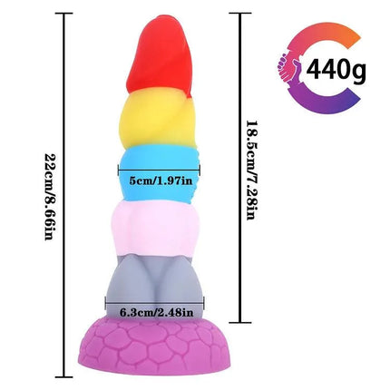 8.66 Inch Rainbow Prisoner Dragon's New Liquid Silicone Eggless Monster Dildo Anal Plug SM Men and Women Couples Adult Sex Products - SIKXTOA