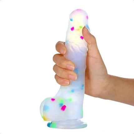 SOFT JELLY COLORFUL DILDO WITH SUCTION CUP AND BALLS