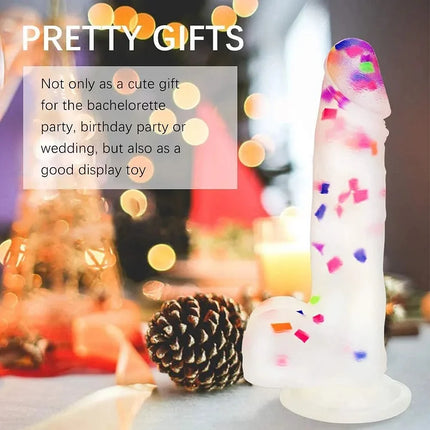 7.87” Realistic Suction Cup Confetti Dildo