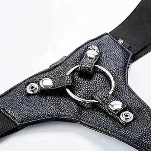 Realistic Rubber Strap-On With Elastic Straps, Black, 8 Inch