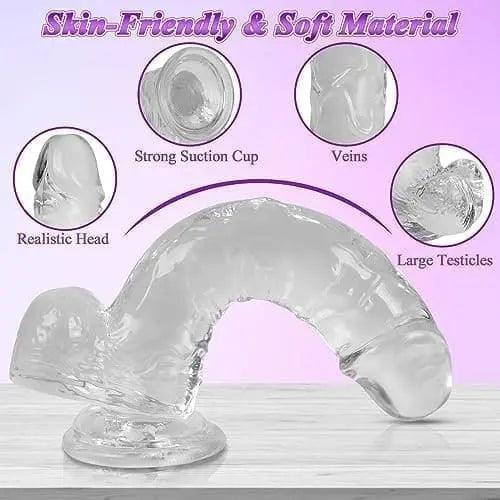 Adjustable Strap On Dildo With Harness – Wearable Realistic 8.3-Inch Clear Soft Silicone Dildo, Strong Suction Cup Adult Sex Toy For Couples’ Pegging, Lesbian, Gay, And Female Pleasure