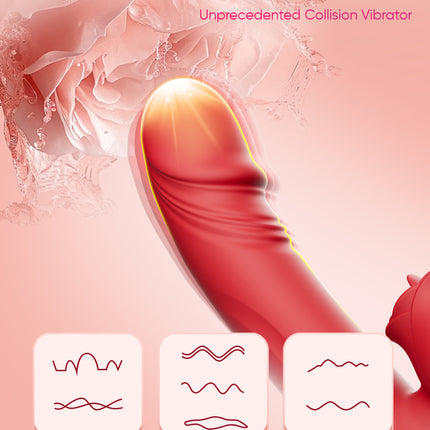 SIKXTOA 7 Tongue Licking & Heating & Thrusting & Vibration Rose Thrusting G Spot Vibrator Sex Toy