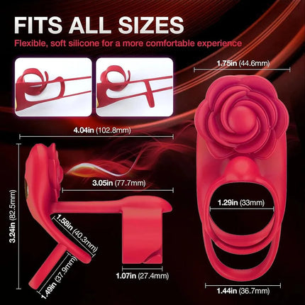 Vibration Cock Ring with Clit Stimulator Rose Toy For Couples