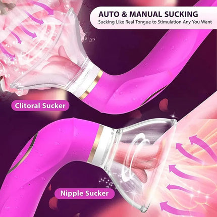 Suction Tongue Licking Nipple Clitoris Stimulator Vibrator Pussy Pump